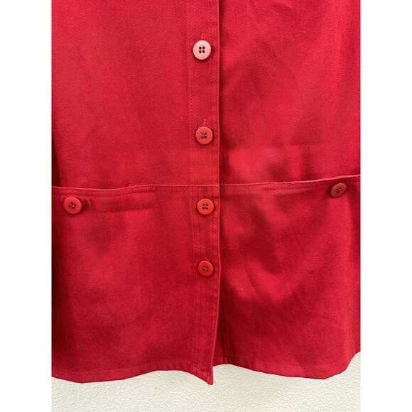Womens Appleseeds Top Size Large Red Long Sleeve Button Up - Picture 4 of 16